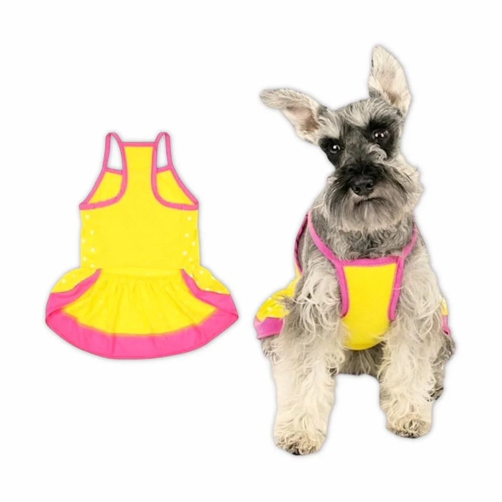 Vibrant Life Yellow Polka Dot Dog Dress